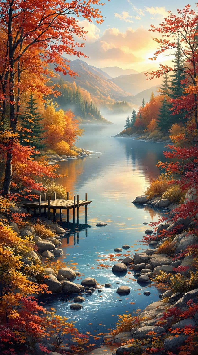 Autumn Lakeside Serenity