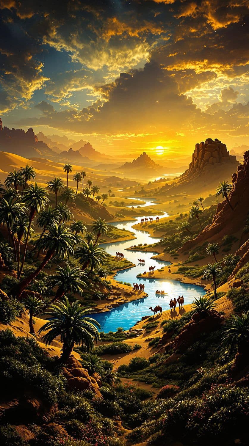 Desert Oasis at Dusk