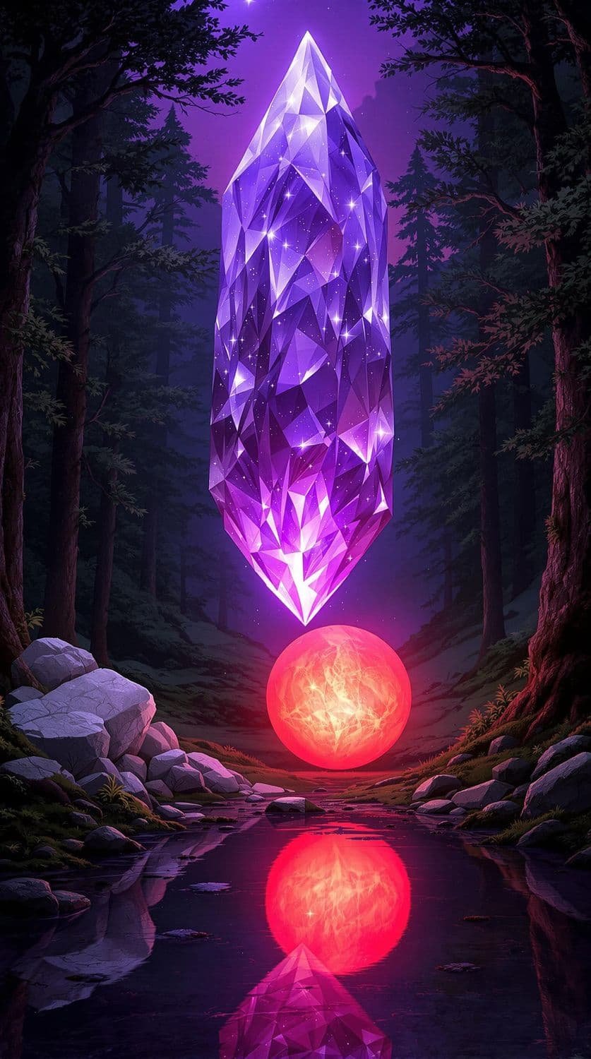 Violet Crystal in Enchanted Forest