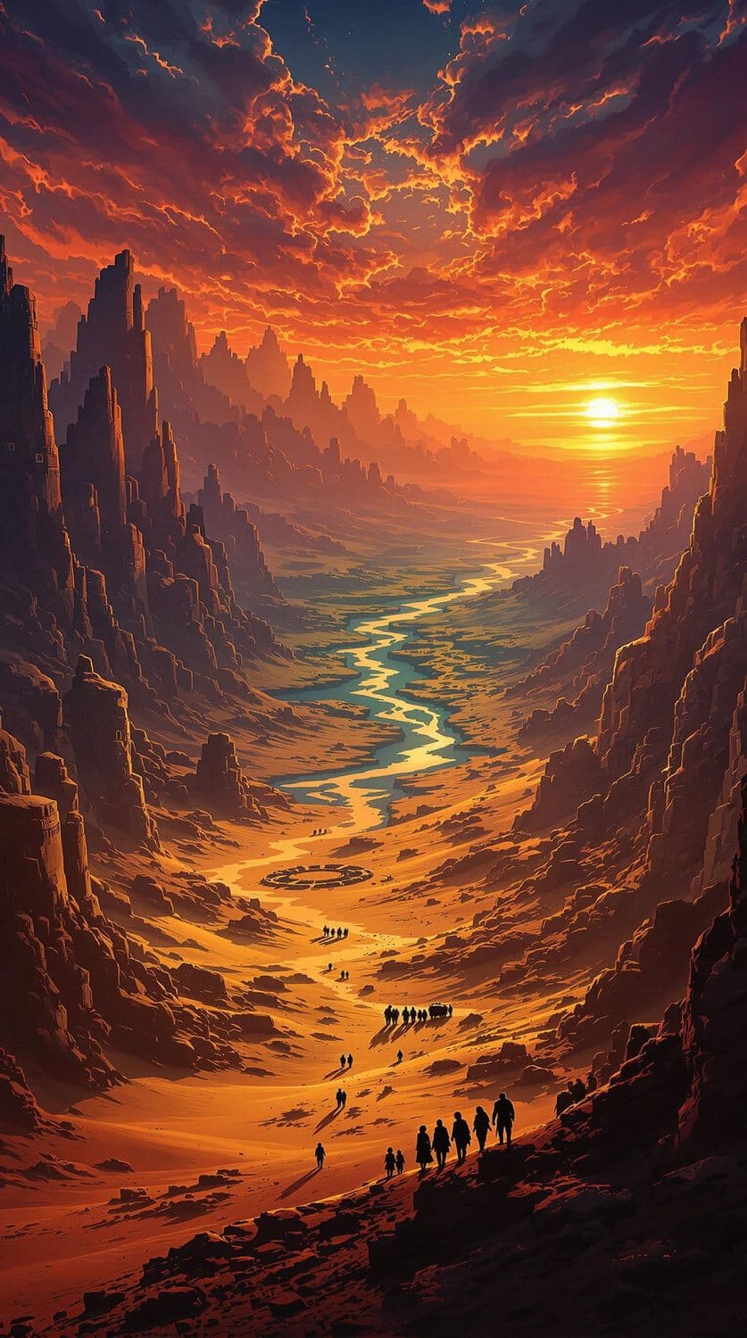 Sunset Over Mysterious Desert