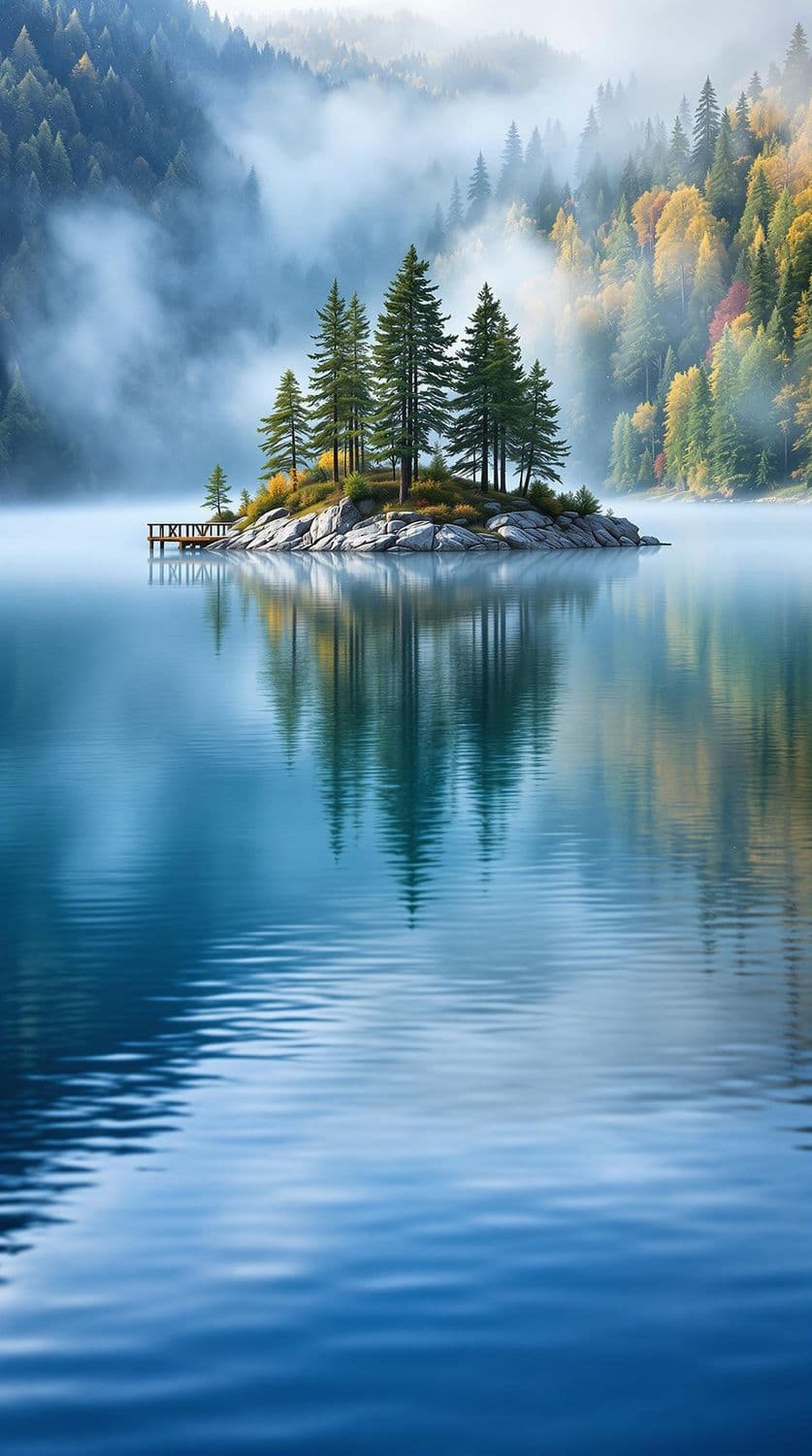 Misty Lakeside Dawn