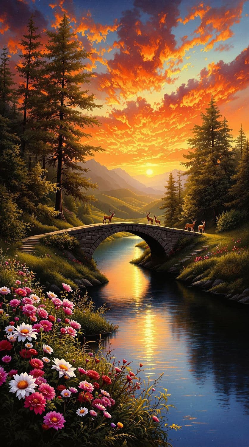 Sunset Over the River