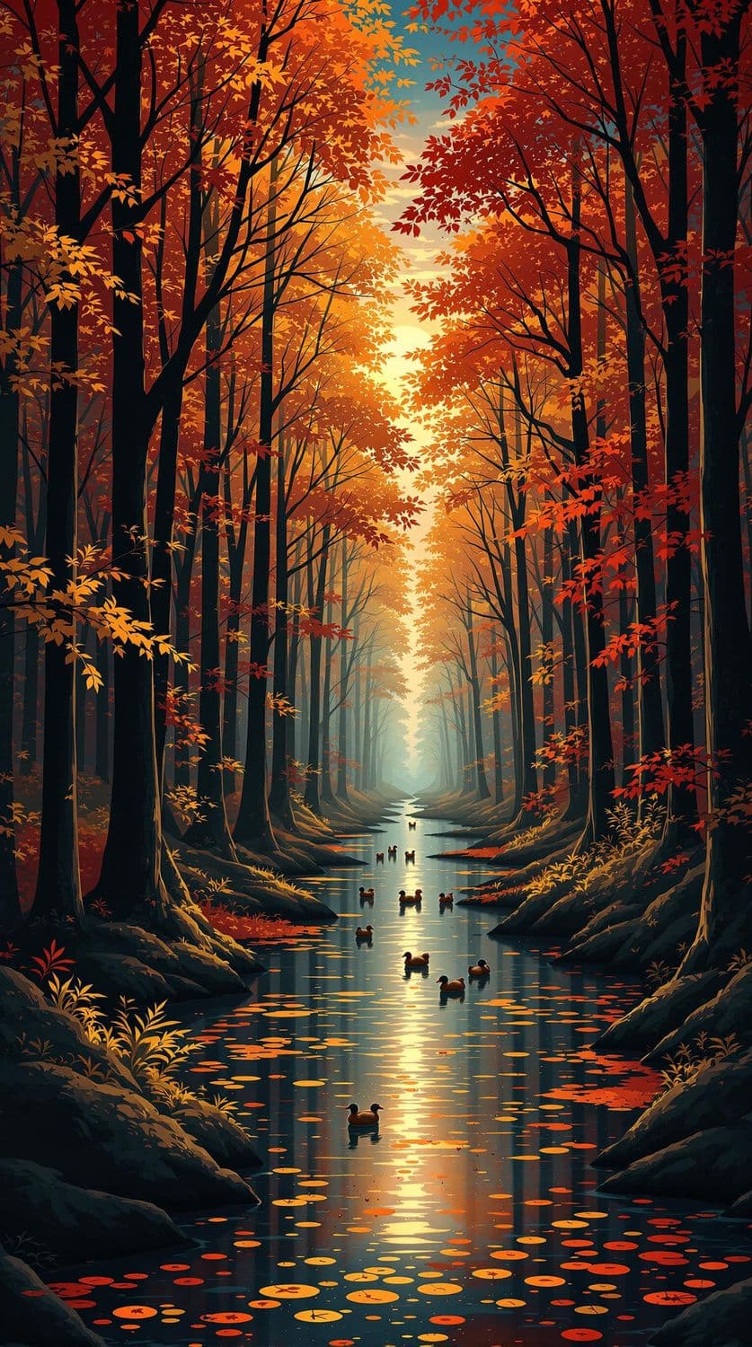 Autumn Dusk in the Forest