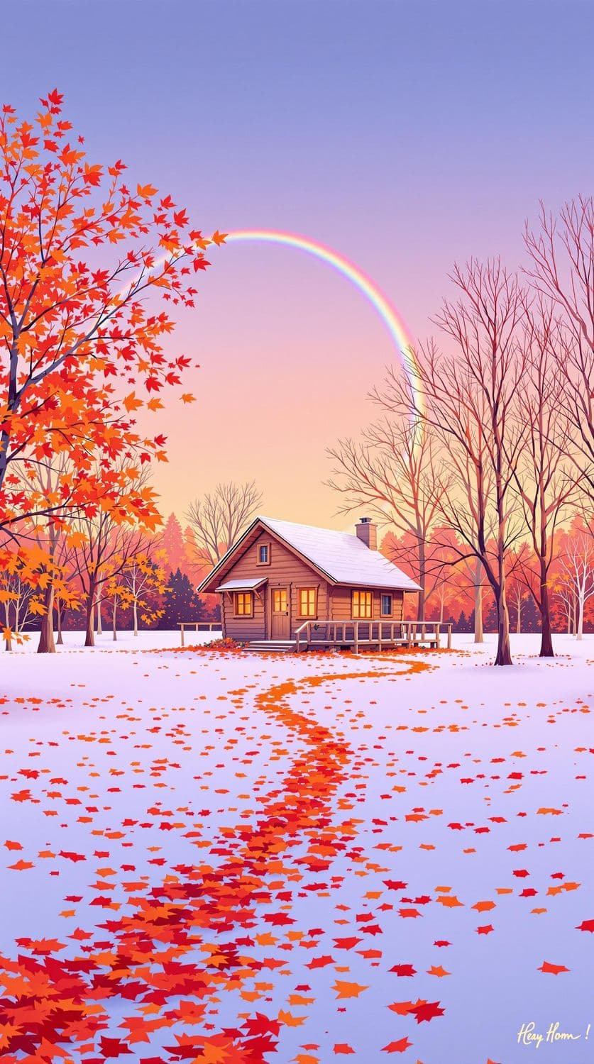 Autumn Serenity with Rainbow