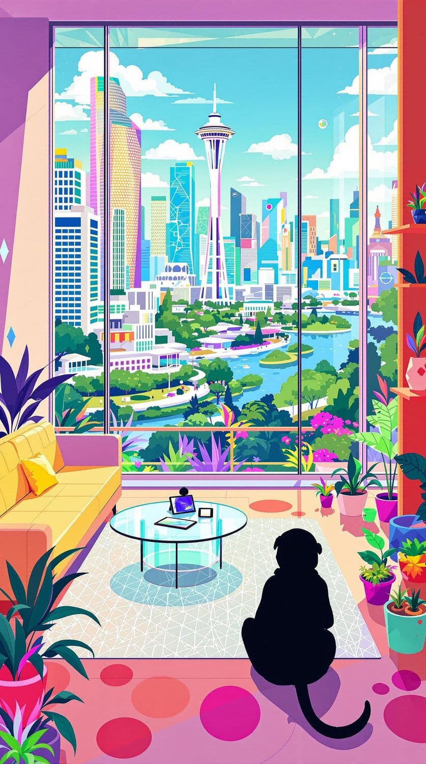 Futuristic Cityscape Through Glass