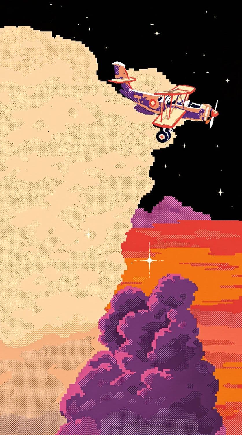 Biplane in Sunset Sky