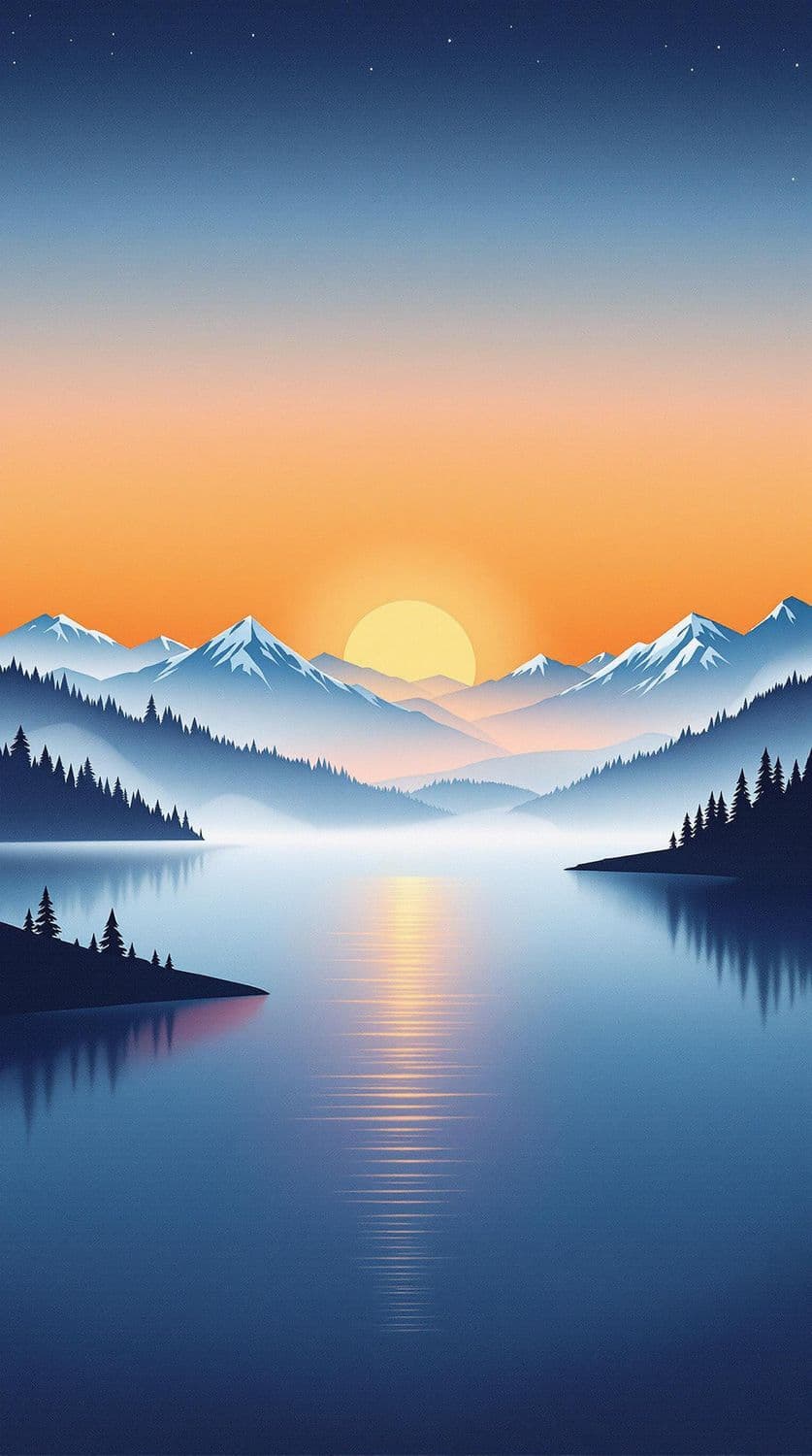 Sunset Over Misty Mountains