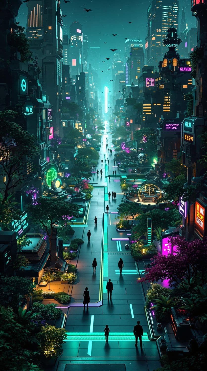 Cyberpunk Rooftop Garden