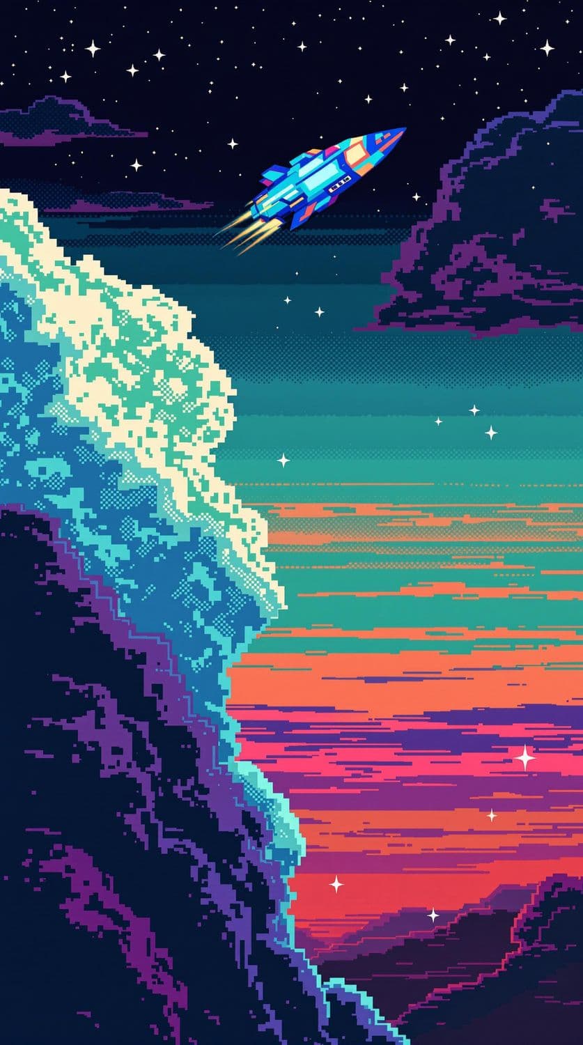 Pixel Art Spaceship in Dreamscape
