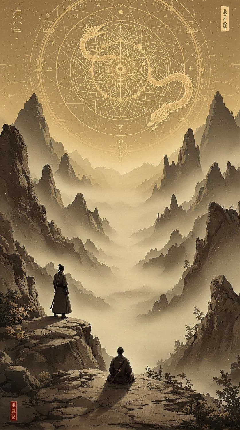 Samurai's Contemplation Under Celestial Skies