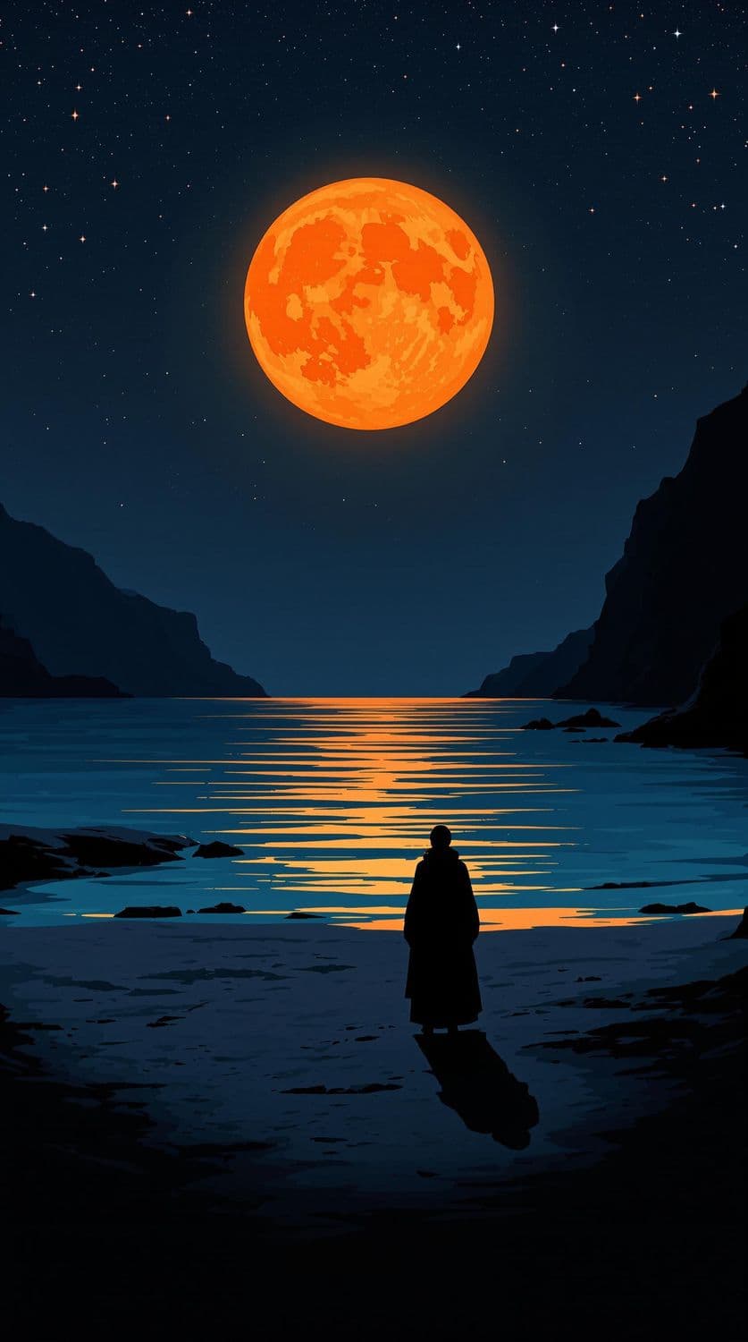 Harvest Moon on the Shore
