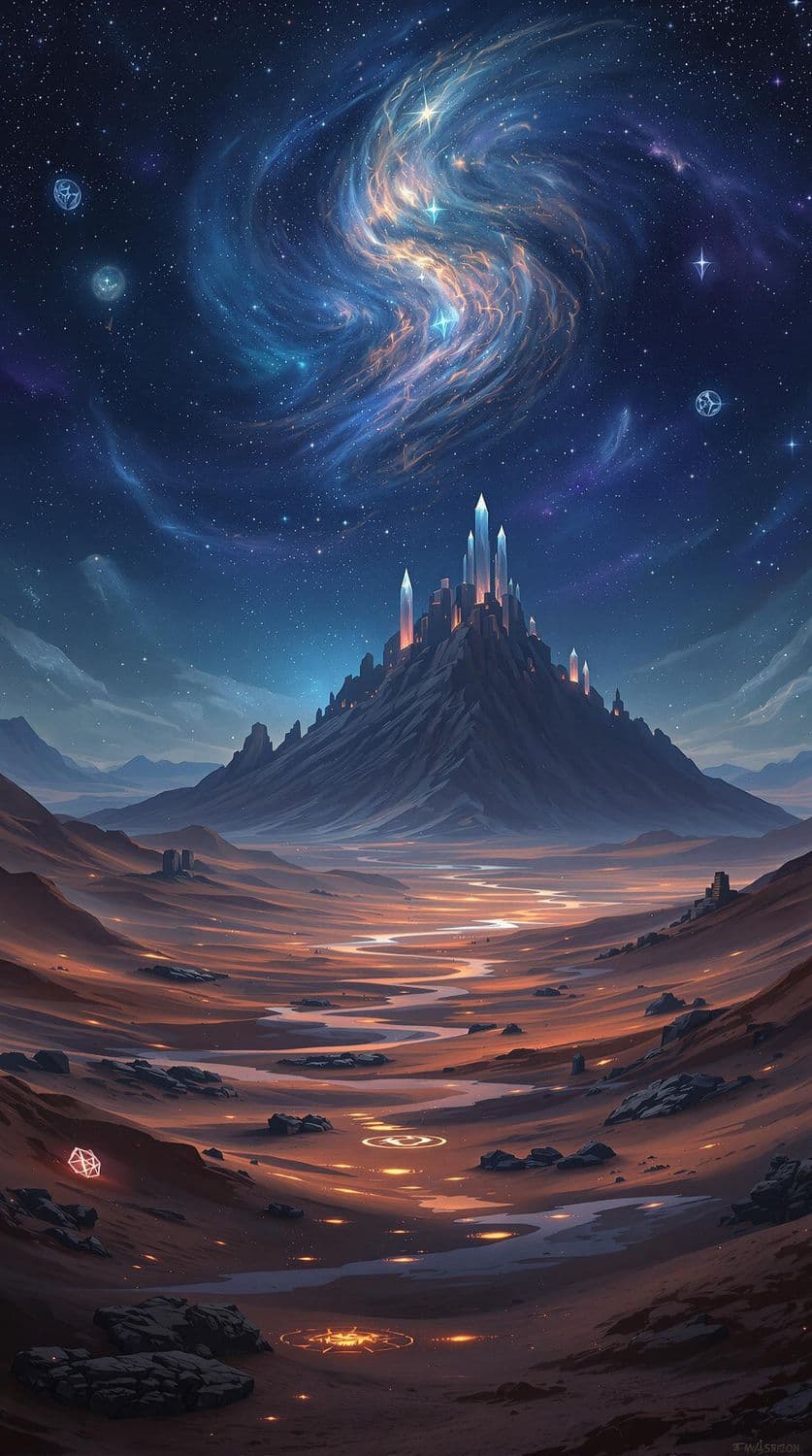 Mystic Desert with Celestial Patterns