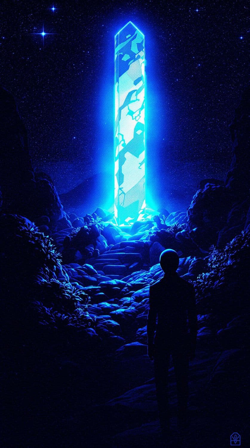 Alien Monolith Under Stars