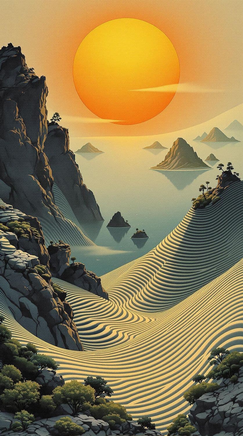 Golden Sun Over Azure Sea