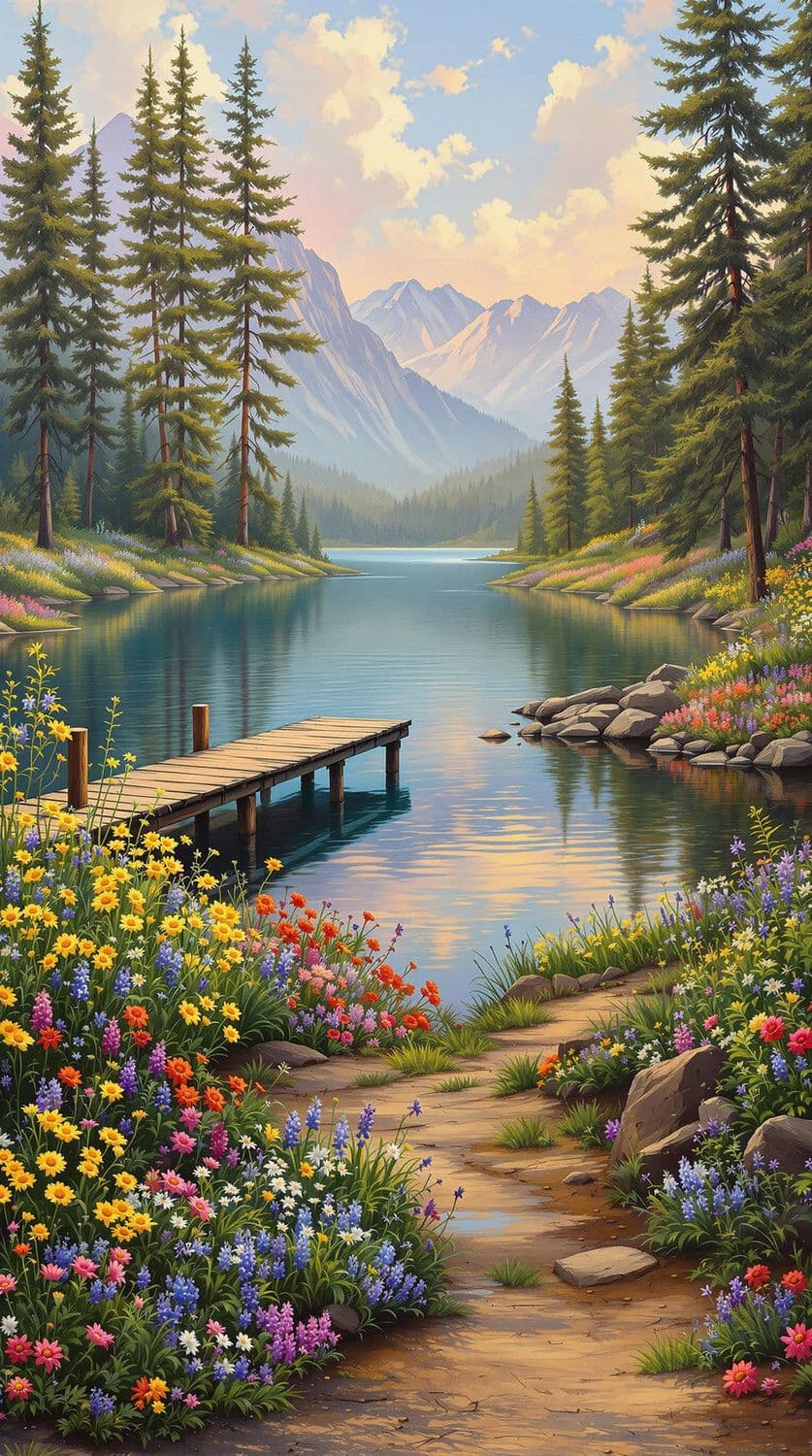 Tranquil Lakeside at Dawn