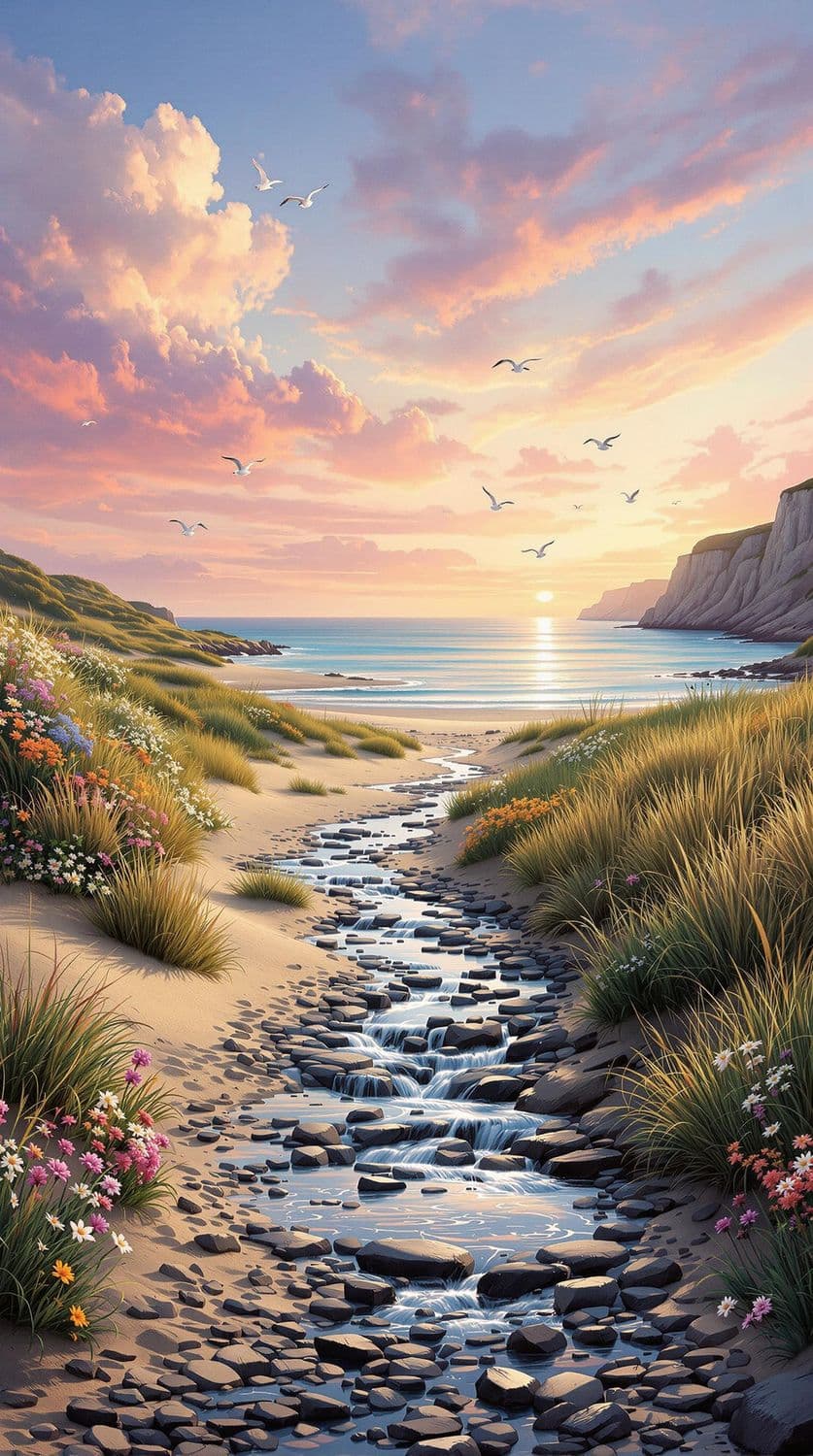 Serene Coastal Sunset