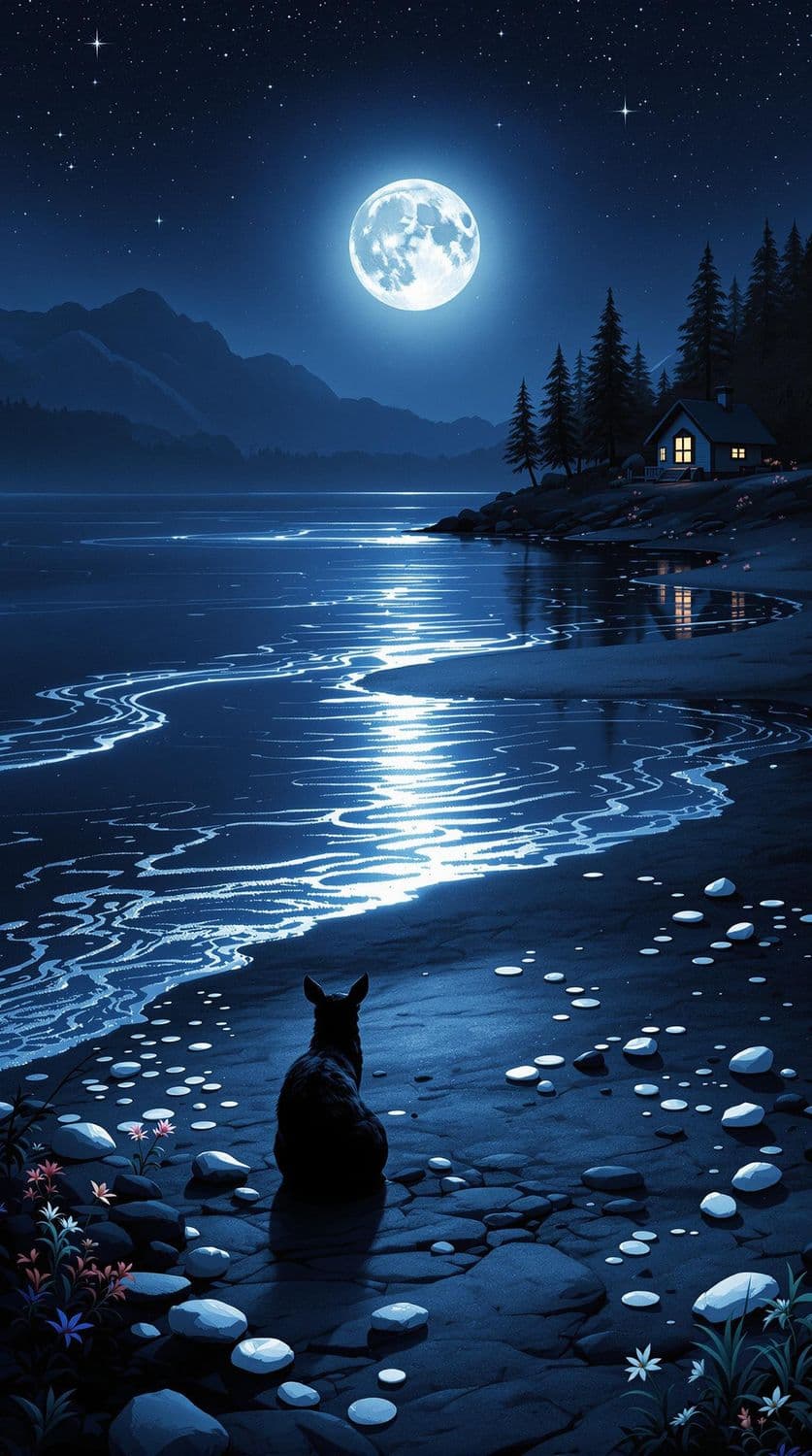Moonlit Mountain Lake