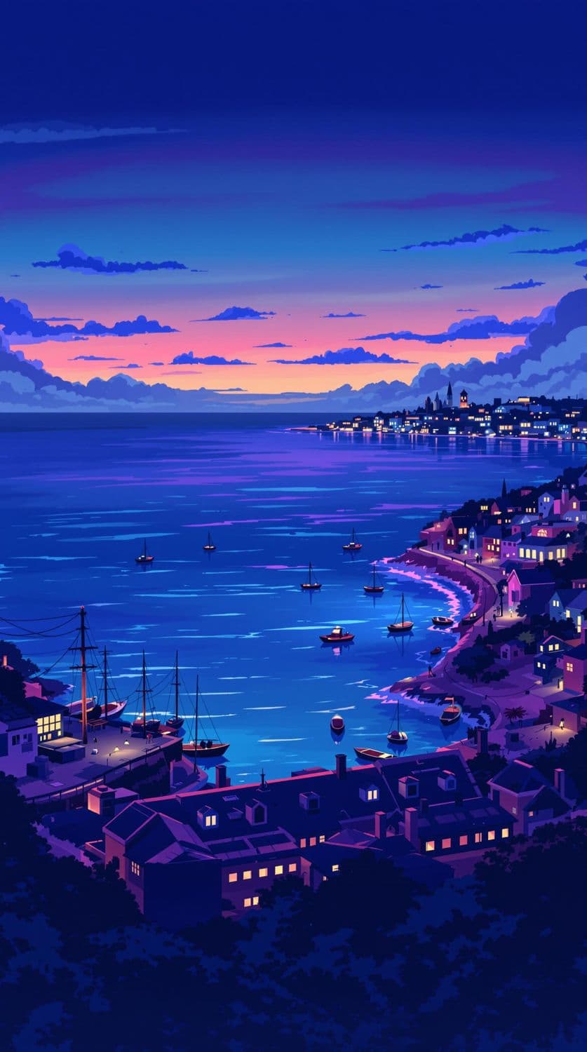 Dusk at the Coastal Town