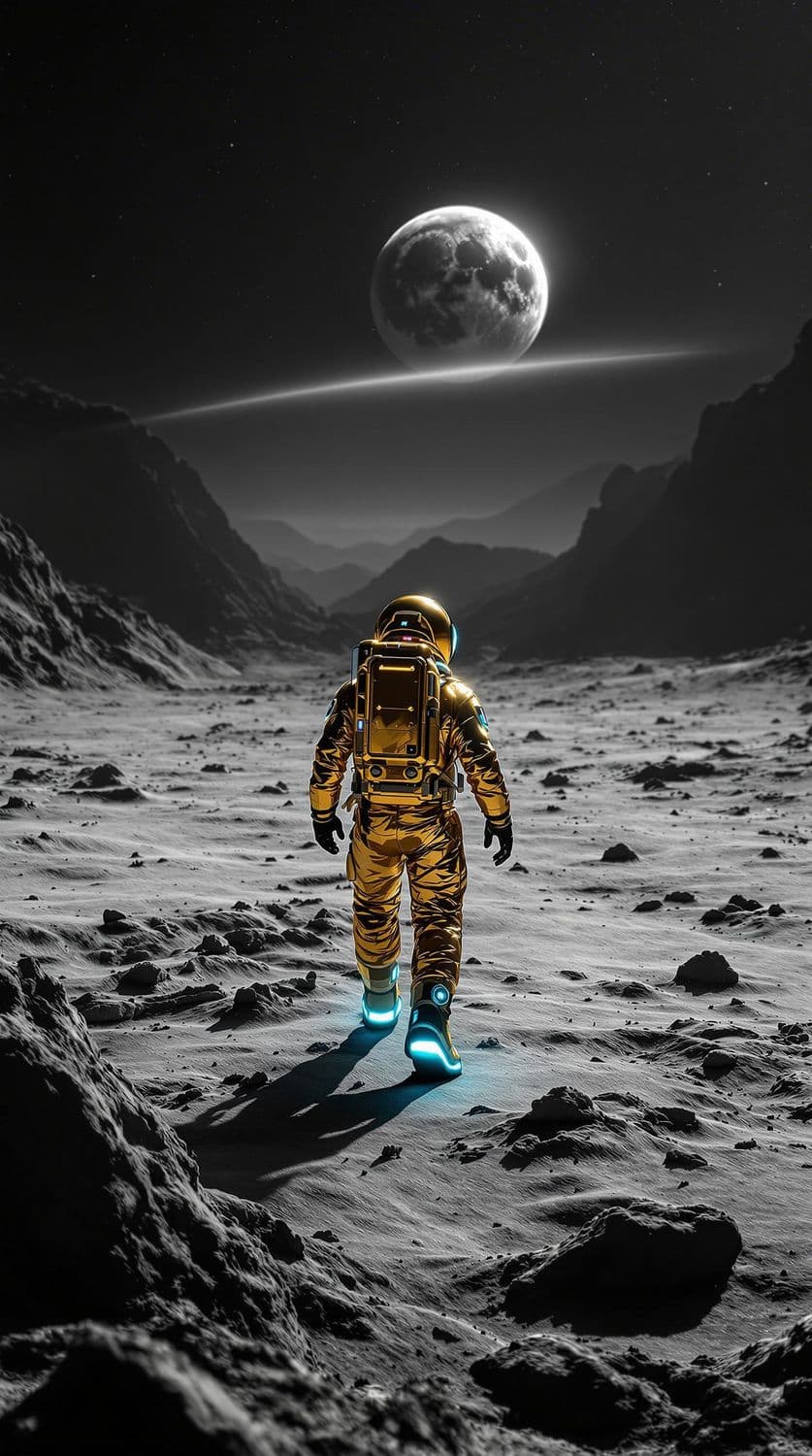 Golden Astronaut on the Moon