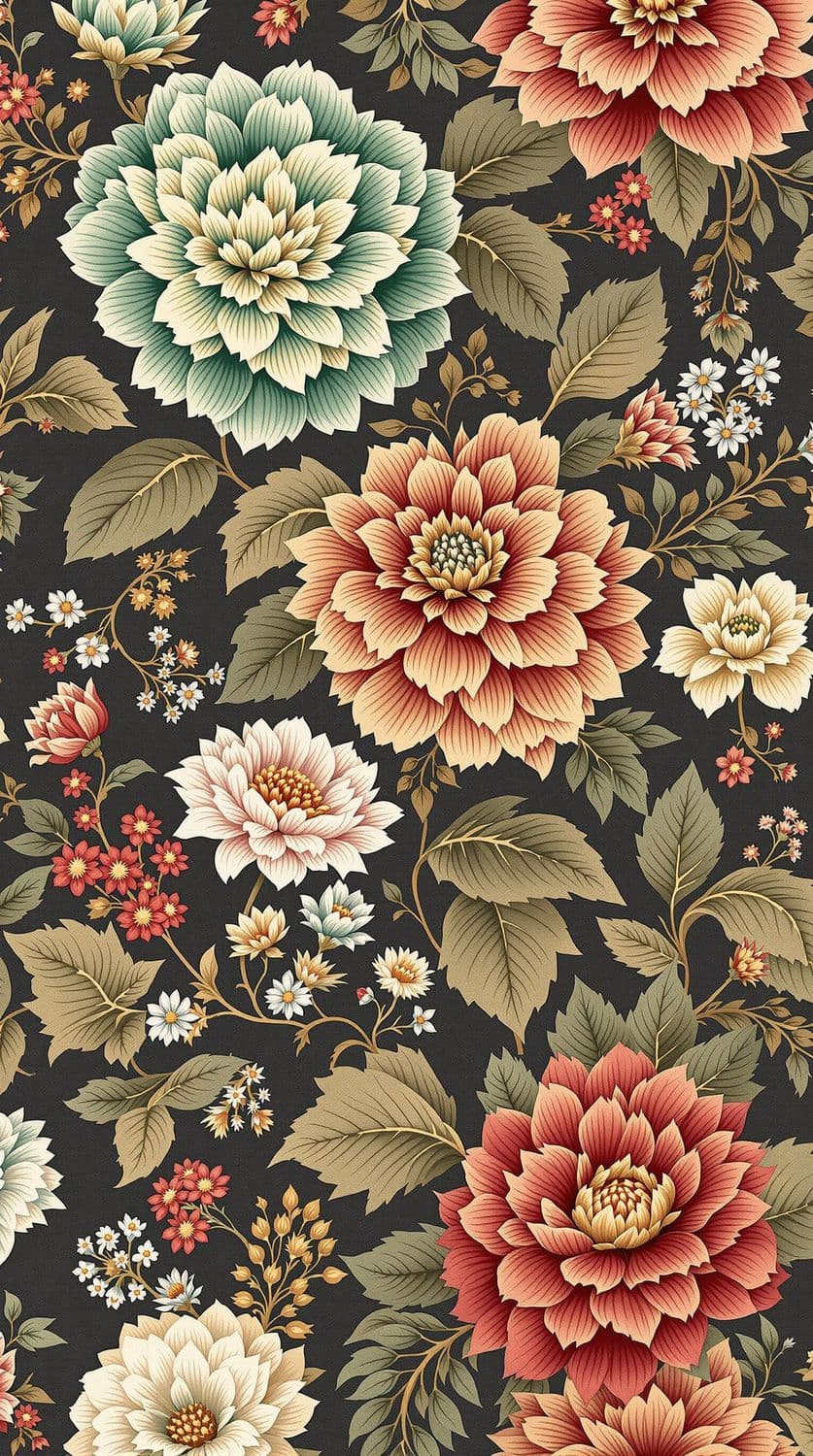 Charcoal Floral Symphony