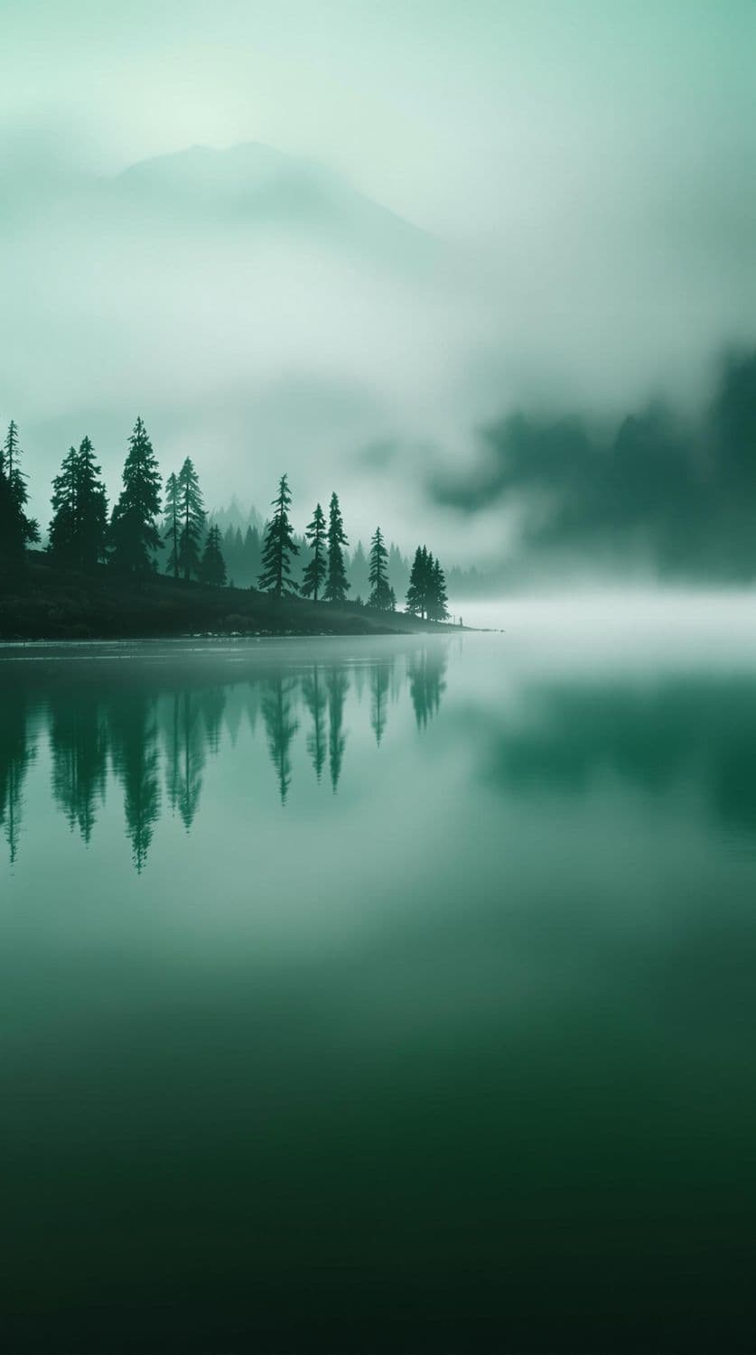 Foggy Lakeside Reflection