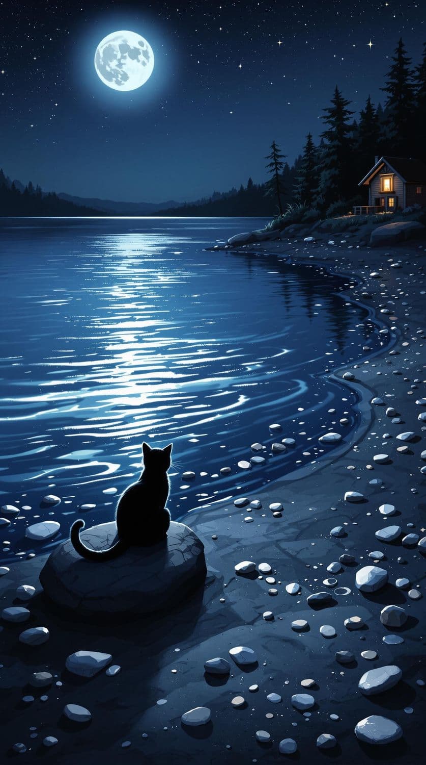 Moonlit Lakeside Serenity