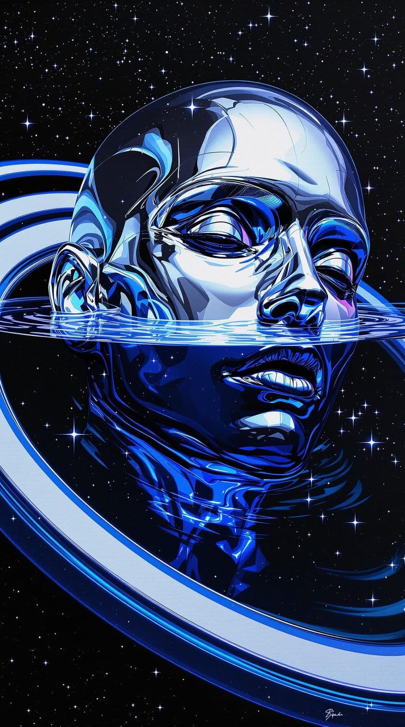 Chrome Human in Cosmic Pool