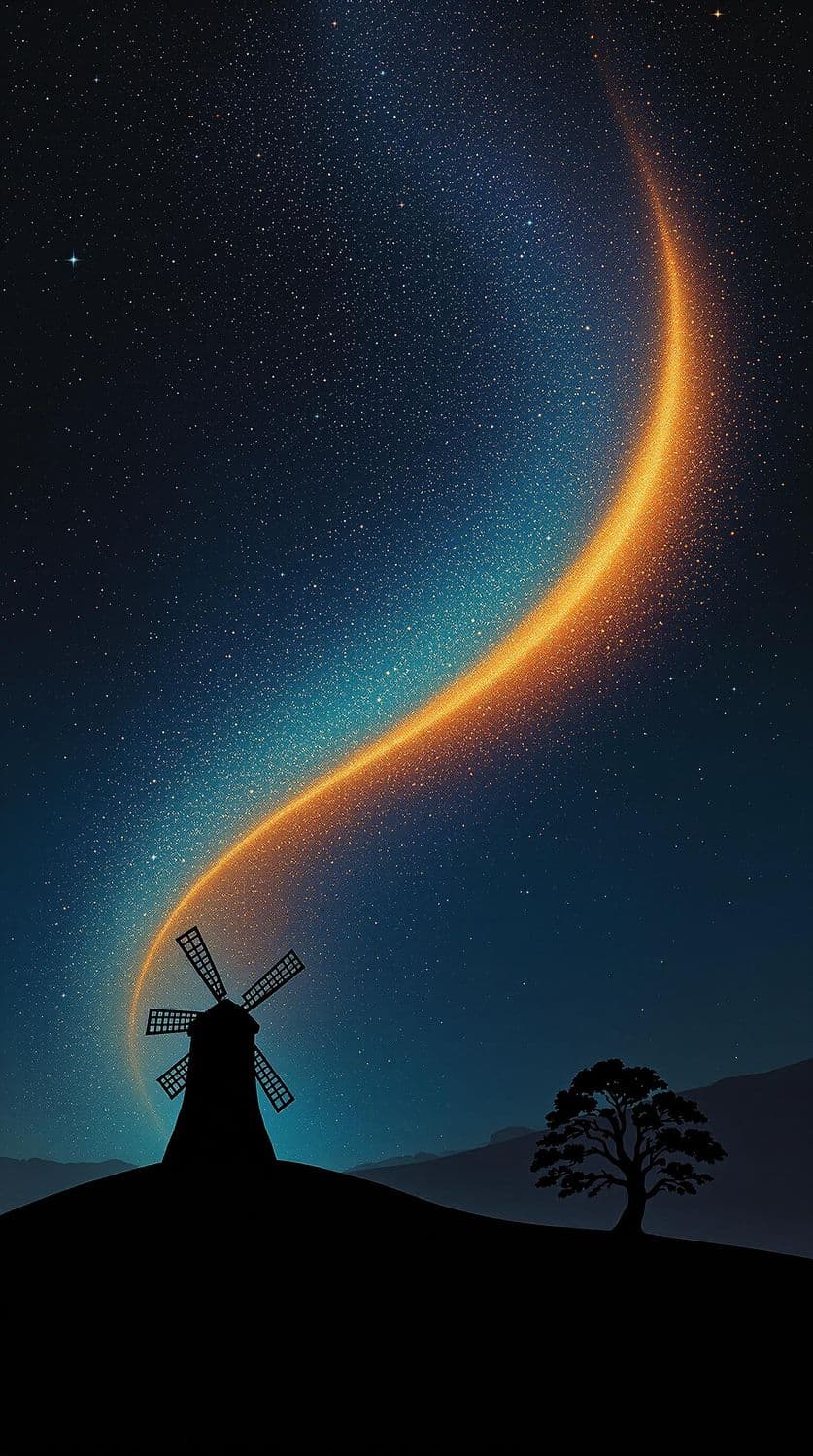 Windmill Under Starry Veil
