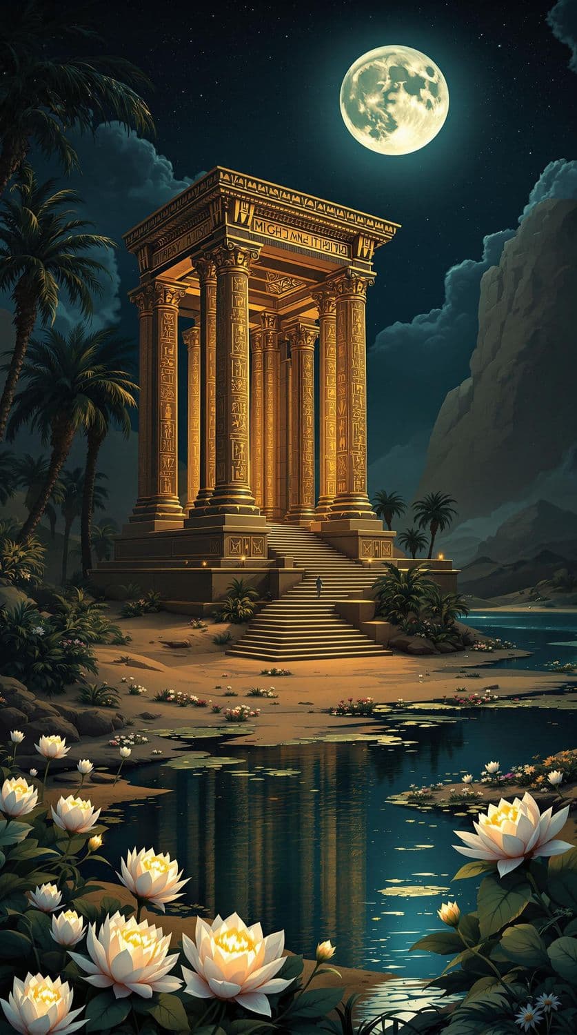 Moonlit Egyptian Temple