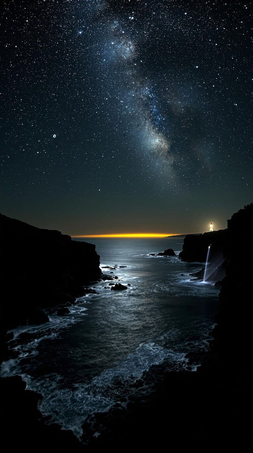 Starry Coastal Reflections
