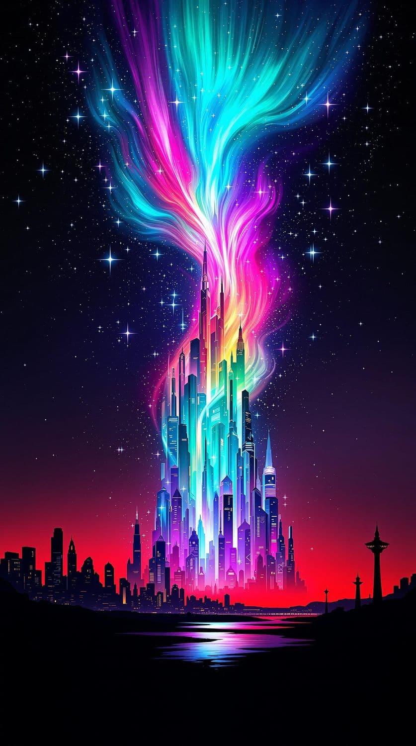 Aurora Over the Neon City