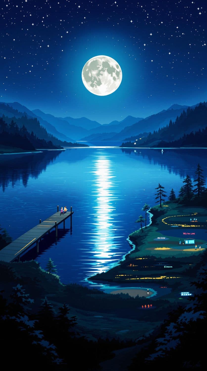 Moonlit Lakeside Tranquility