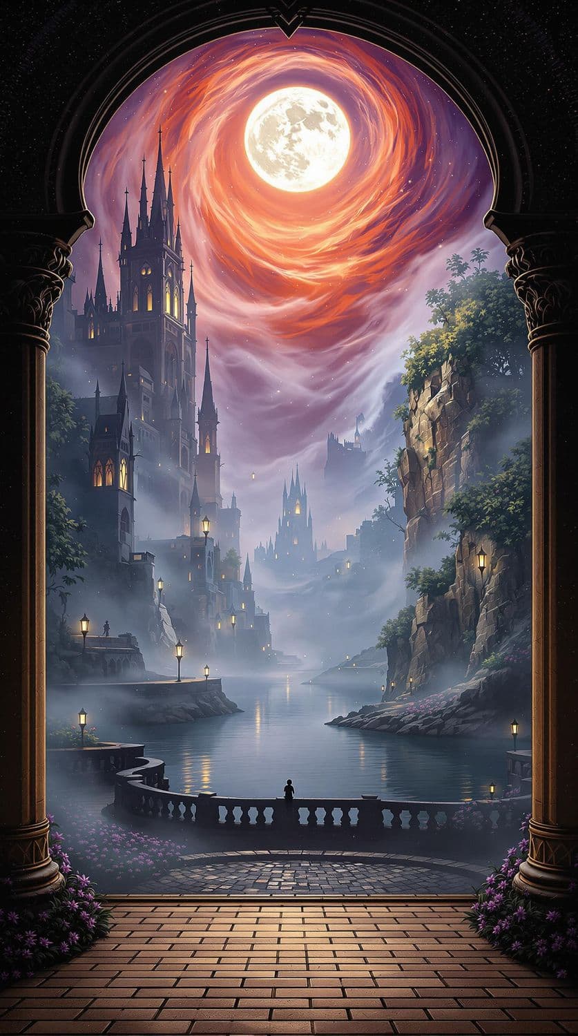 Moonlit Gothic Cityscape