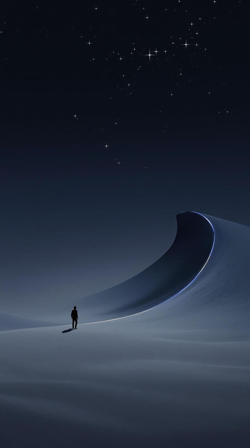 Twilight Wanderer in a Shadowy Desert