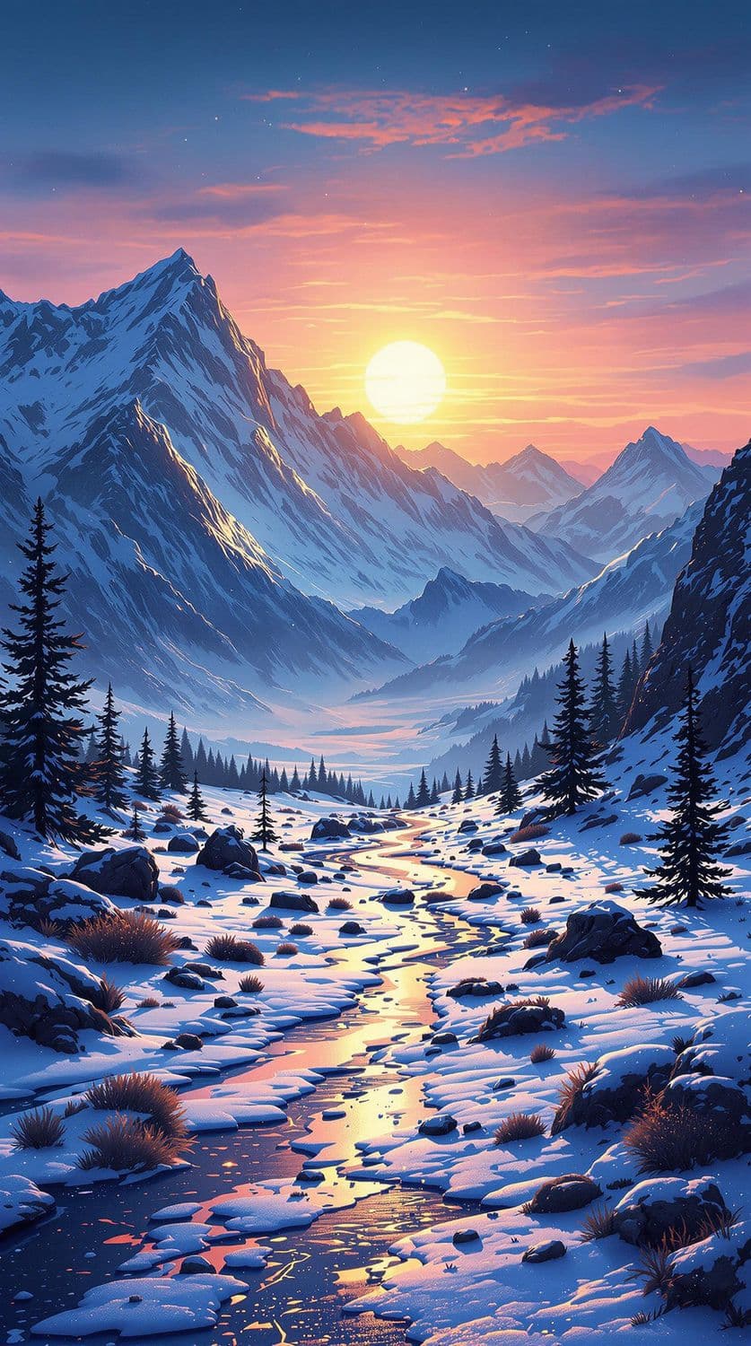 Icy Mountain Sunrise