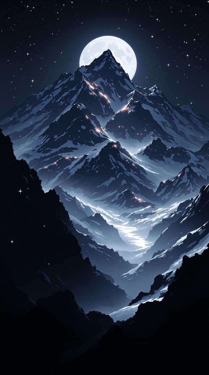 Moonlit Mountain Serenity