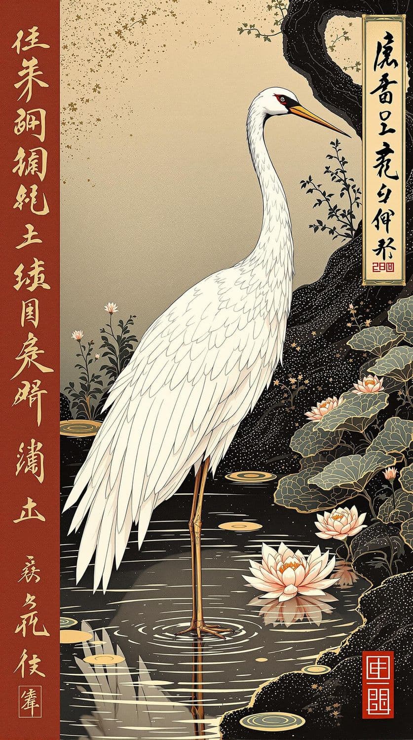Crane by the Pond