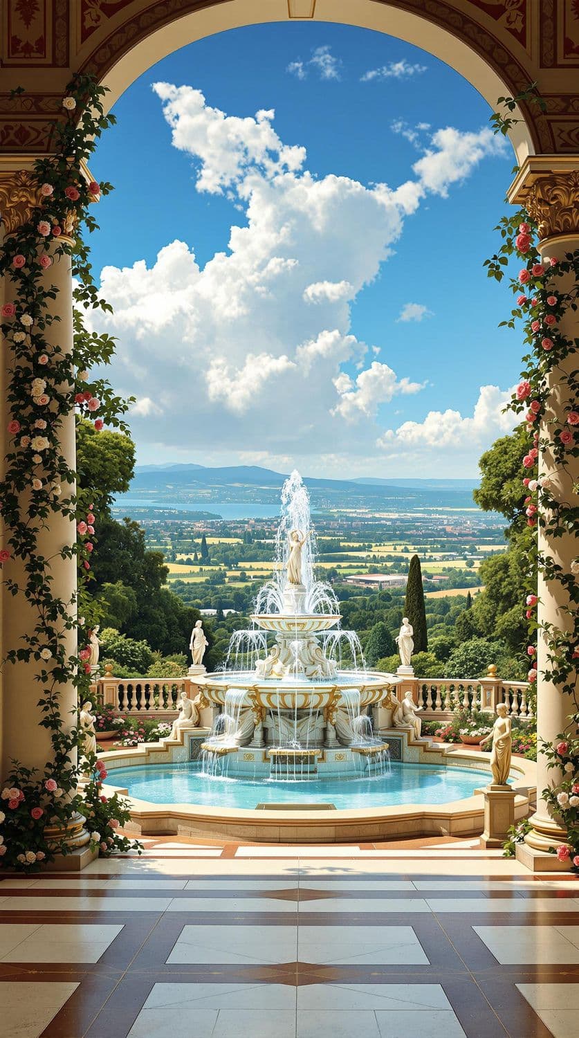 Opulent Courtyard with Fountain