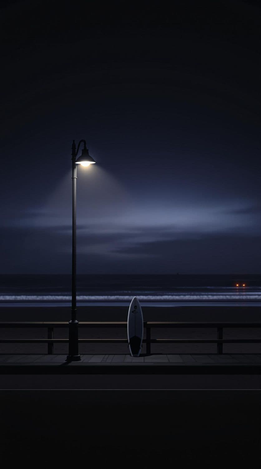 Lonely Beach at Night