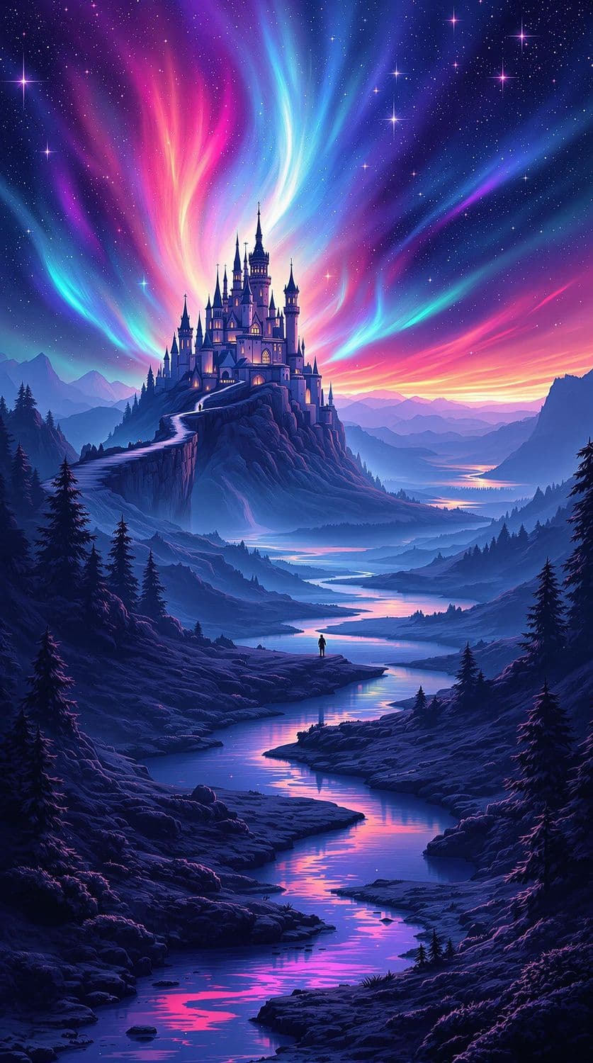 Aurora Over the Enchanted Castle