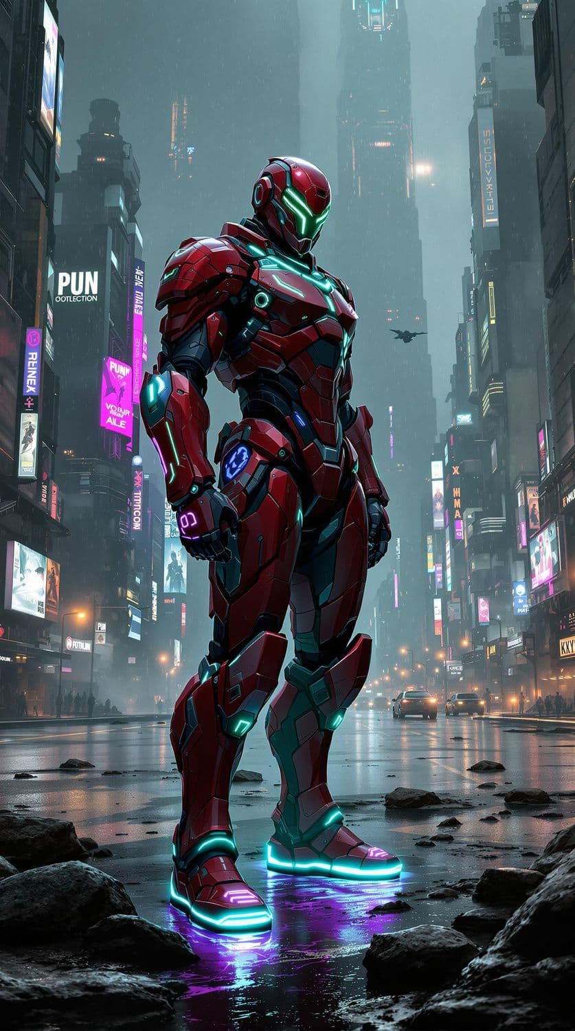 Neon Samurai in a Cyberpunk City