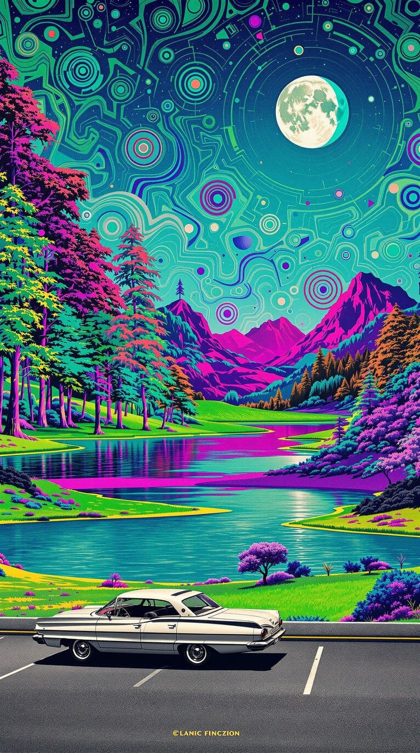 Psychedelic Lakeside Boat