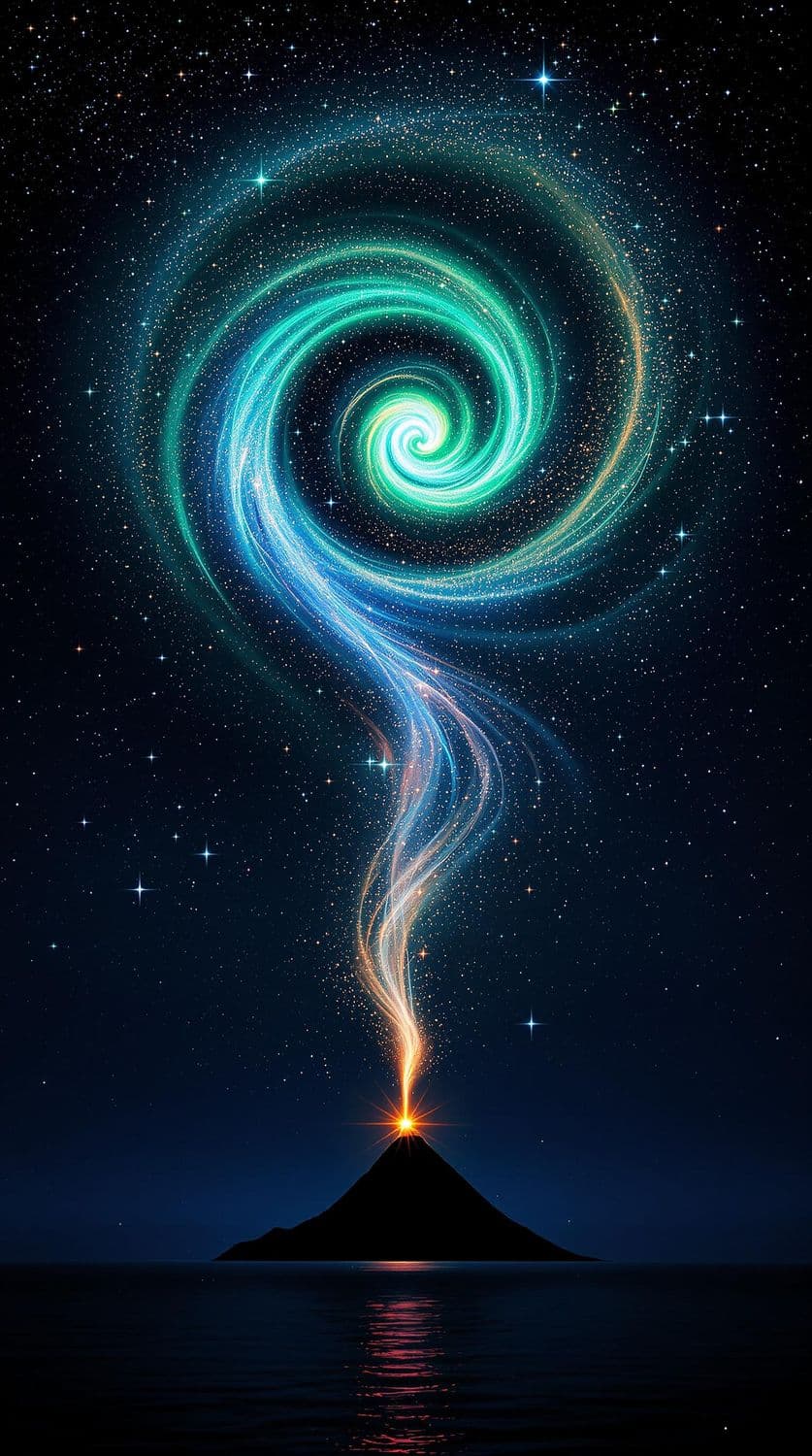 Galactic Spiral Over Tranquil Waters