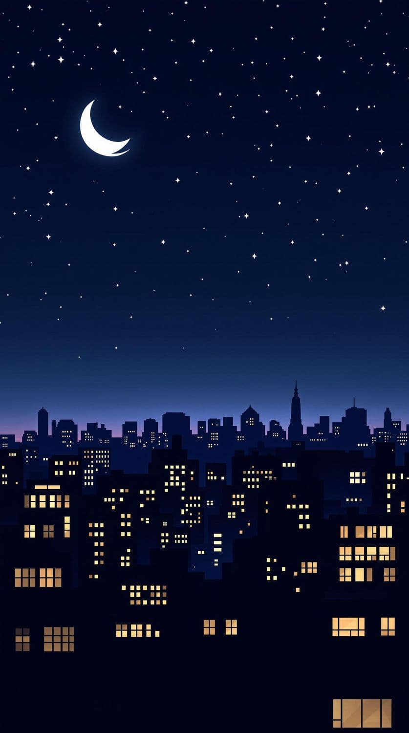 Moonlit Cityscape Tranquility