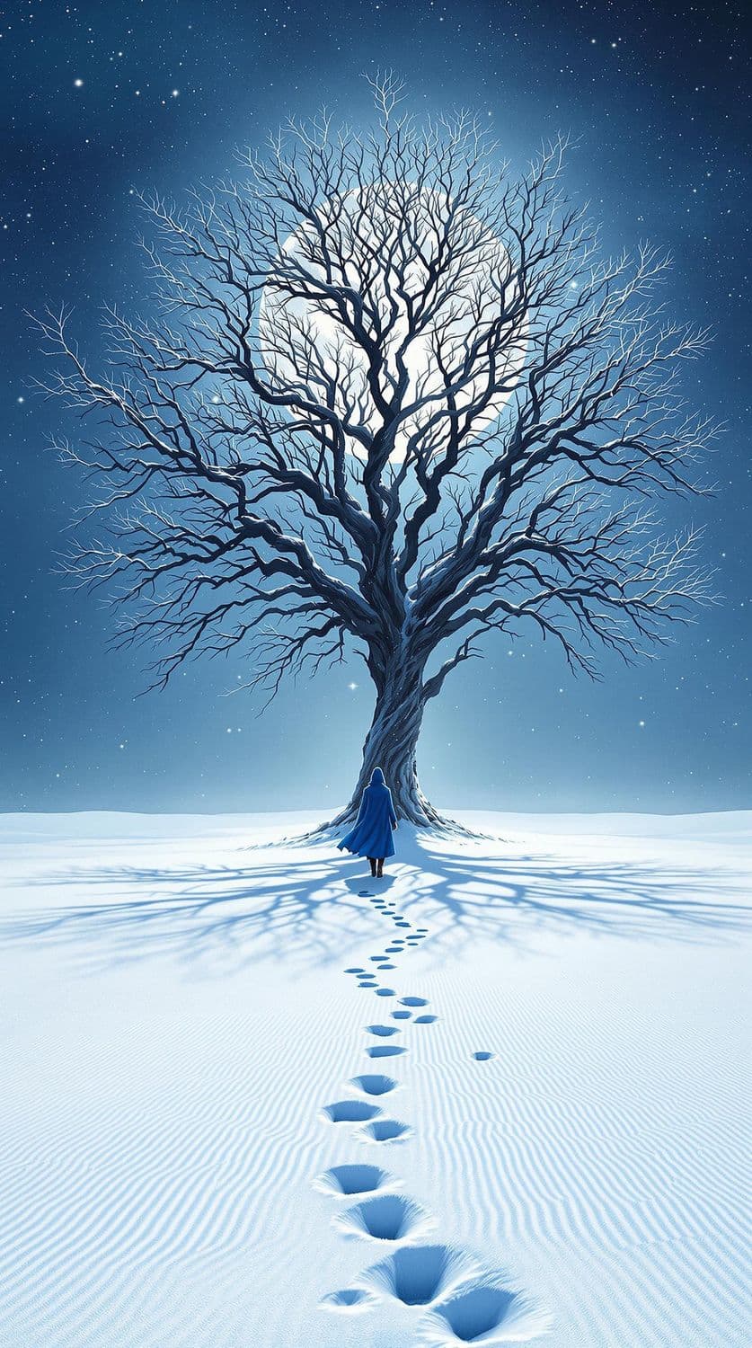 Cobalt Cloak Under Moonlit Tundra