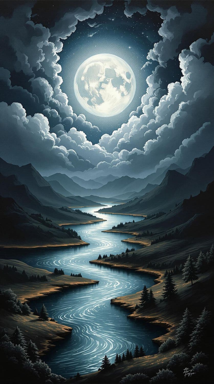 Silvery Moonlit Tranquility