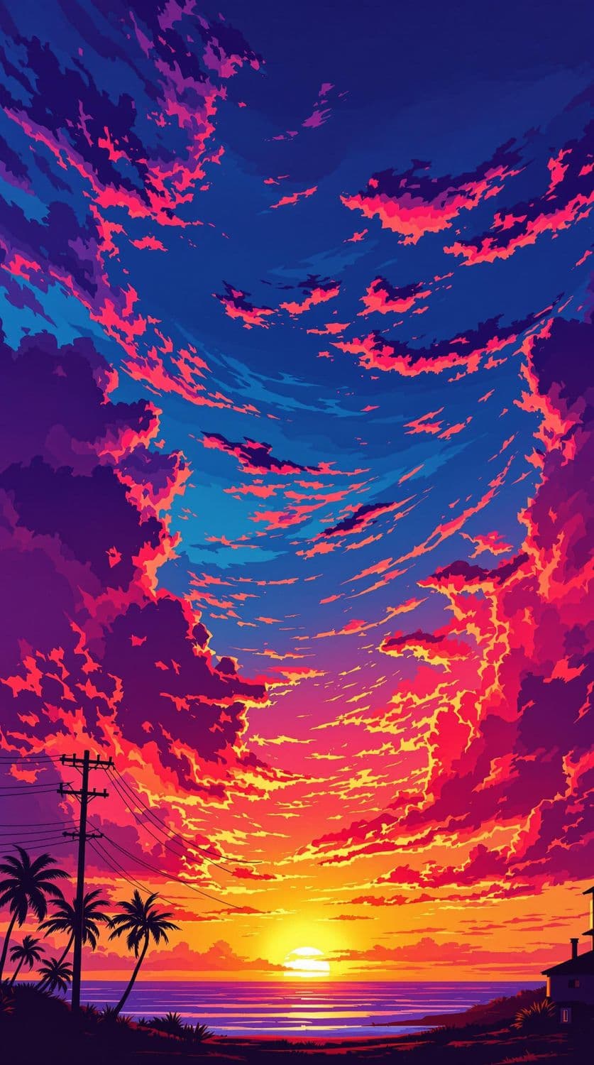 Tropical Sunset Over Ocean