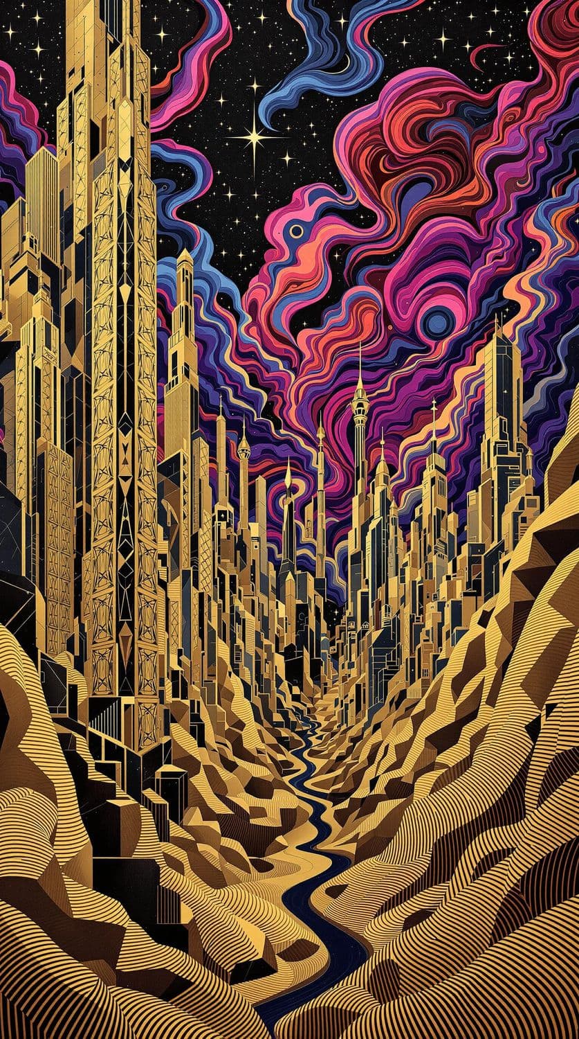 Futuristic Gold & Black City