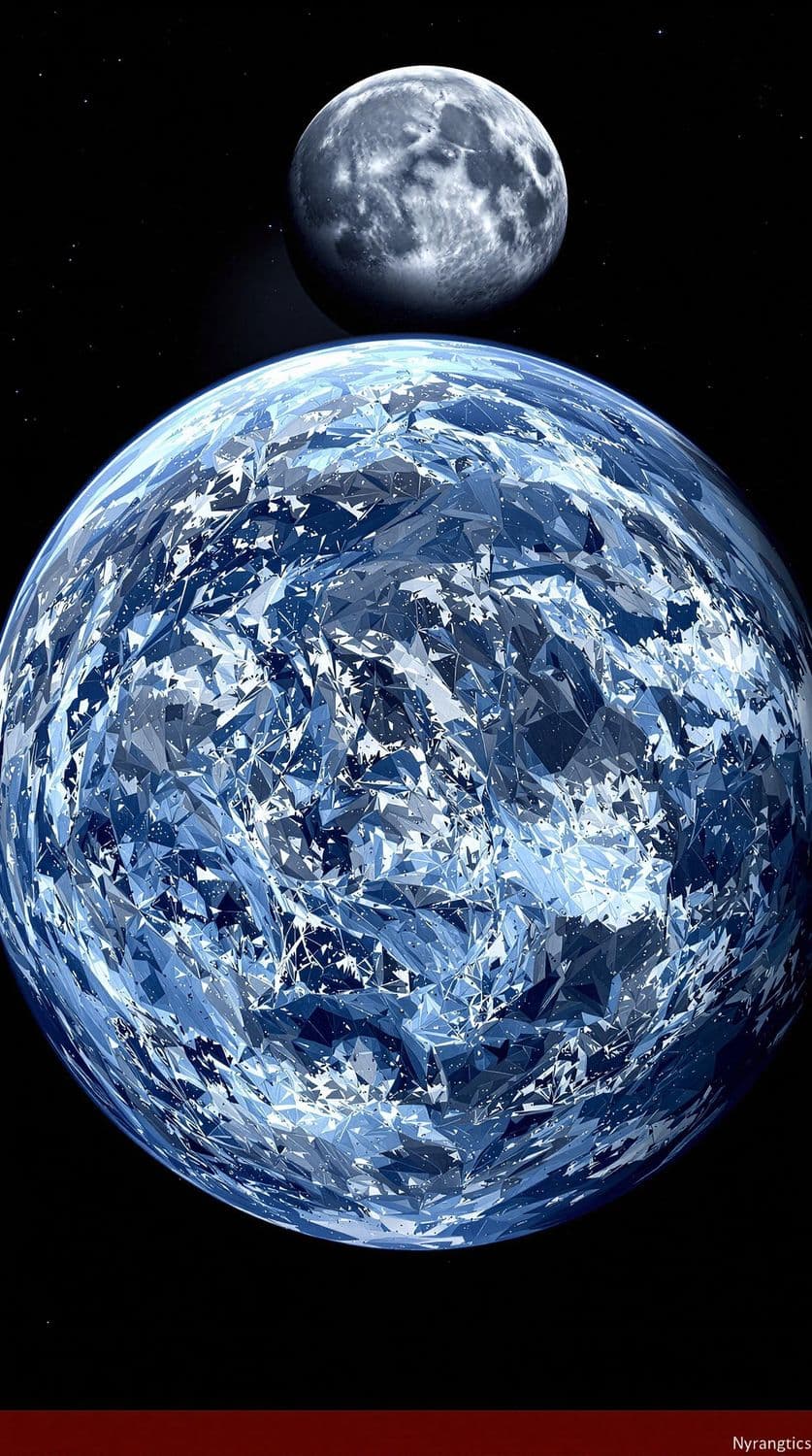 Arctic Planet with Shadowed Moon