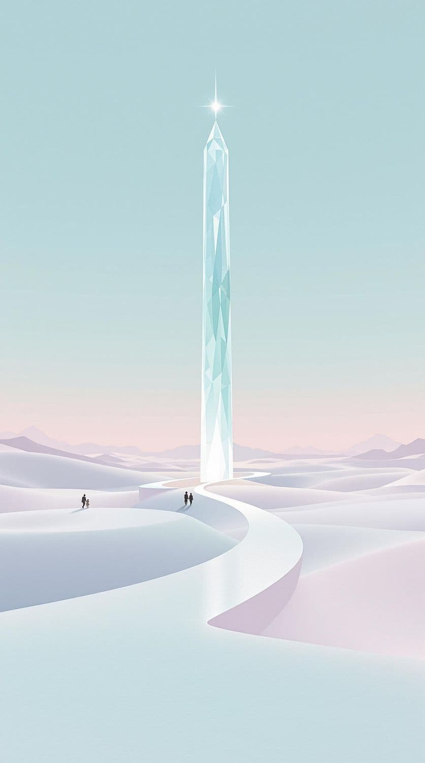 Crystalline Obelisk in Pastel Desert